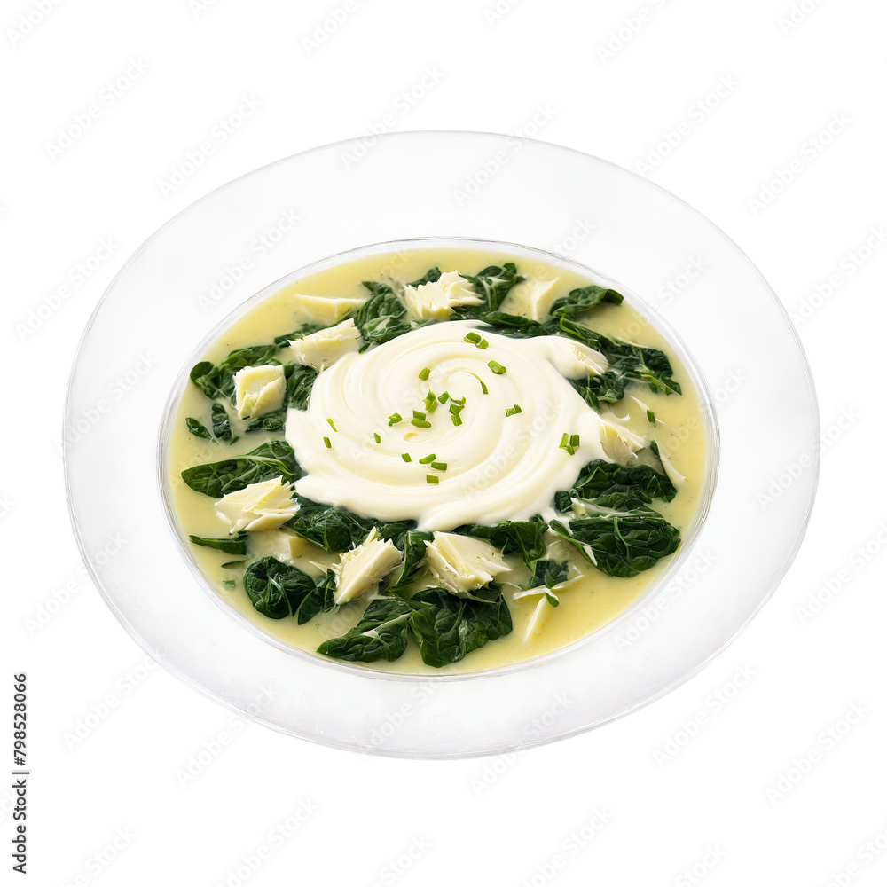 Spinach and artichoke soup a creamy blend of spinach artichokes and Parmesan cheese garnished with Spinach and artichoke soup a creamy blend of spinach artichokes and Parmesan cheese garnished with