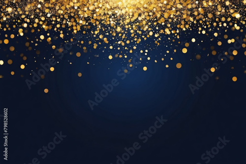 golden background, Blue and gold Abstract background and bokeh on New Year's Eve.