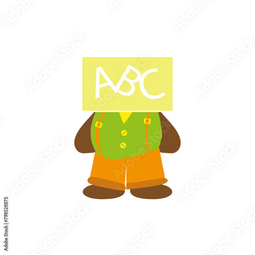 Cartoon character with ABC logo on tshirt illustration