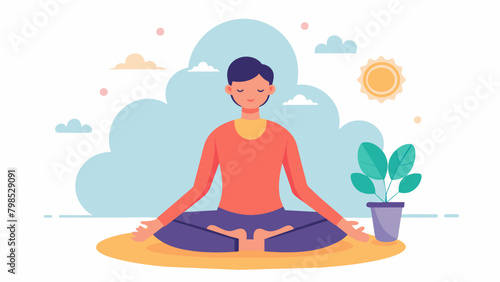 During a particularly stressful day a person with multiple sclerosis takes a break to practice a brief mindfulness meditation scanning their body for. Vector illustration