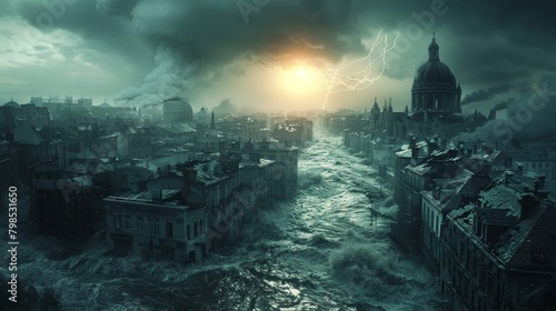 Dramatic Submerged Cityscapes in Massive Flood Highlight Urgency of Global Warming