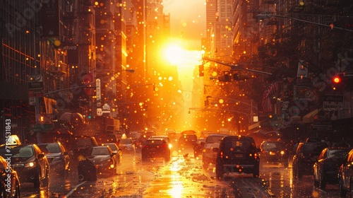 Severe Heatwave in Densely Populated City: Empty Streets, Shimmering Heat, and Health Dangers