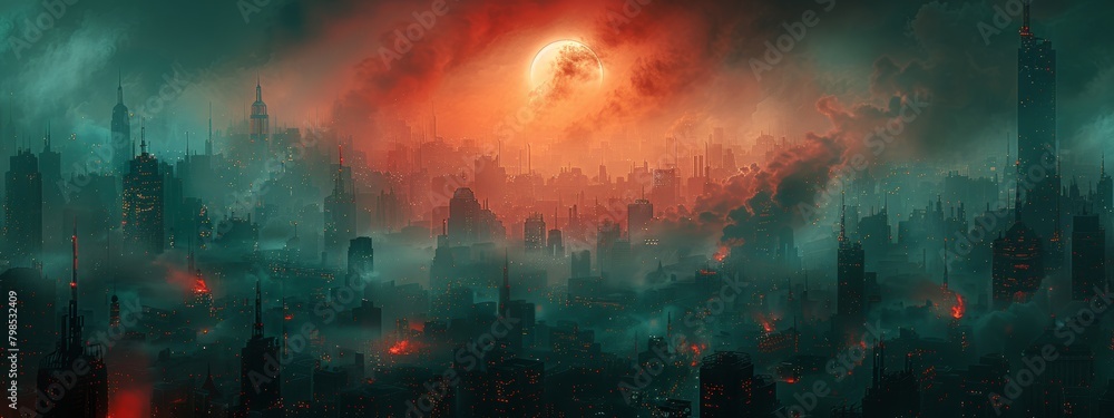 Apocalyptic Scenario: AI Takeover Leads to Technological Destruction - Futuristic Concept Art for Science Fiction Illustration Apocalyptic Scenario: AI Takeover Leads to Technological Destruction - Futuristic Concept Art for Science Fiction Illustration