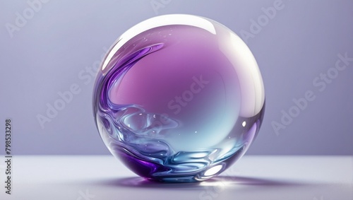 Blue and purple bubble ball on translucent surface © ZOHAIB