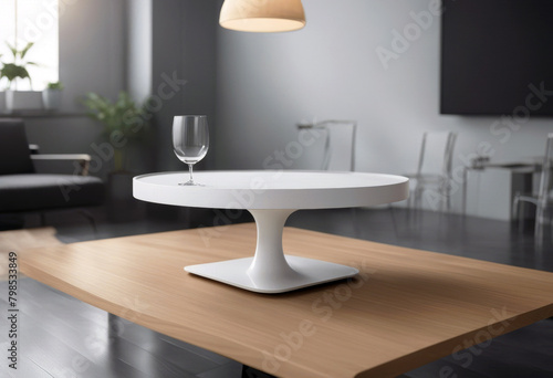 'White Table Platform Stand Template Object Presentation stock illustration poduim racked tabletop empty background three-dimensional'