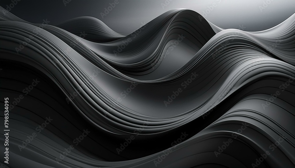 Galactic Gradients: Abstract Black and Grey Waves with Space Accents Galactic Gradients: Abstract Black and Grey Waves with Space Accents