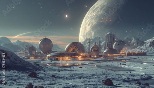 Space Colonization, Visualize the future of humanity establishing colonies on distant worlds photo