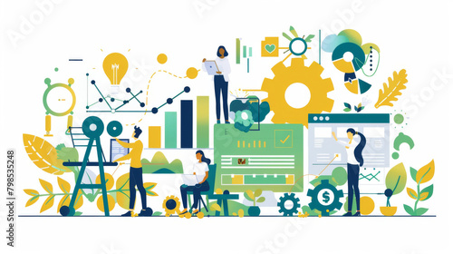 Business creative illustrations. Set of vector concepts of business management, planning and strategy, marketing and consulting. Illustrations for web banner, social media, business presentation, mark