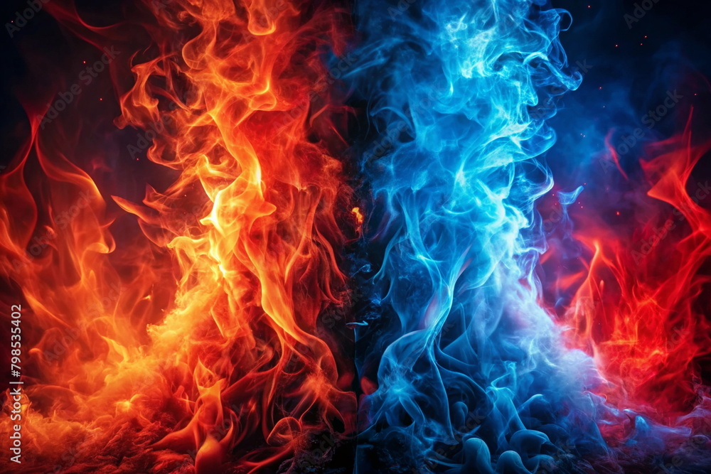 青と赤の炎	エフェクト背景
