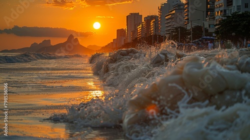 Rio de Janeiro Beaches Experience Dramatically Higher Tides, Submerging Copacabana Promenade - Natural Disaster in Brazil photo