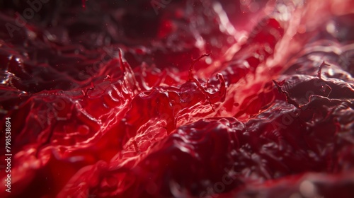 A photorealistic image of a pulsating artery beneath the skin  emphasizing the rhythmic flow of blood with a slight blur effect.  