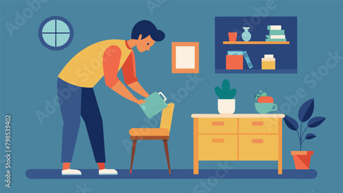 Dusting furniture mindfully paying attention to every surface and being mindful of the memories and stories attached to each object..