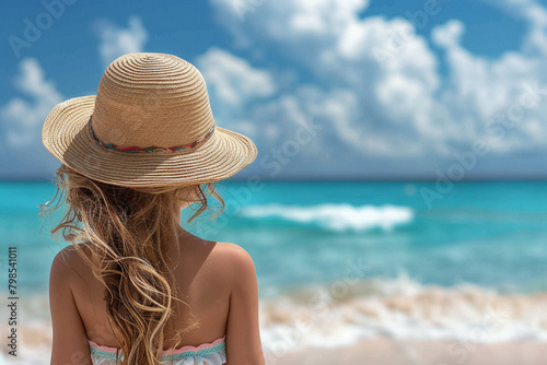 girl in hat on the beach