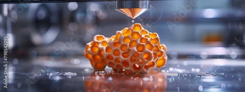 3D Printing Revolutionizing Biomedical Engineering: Complex Organic Structure Created with Precision and Innovation on Scientific Background