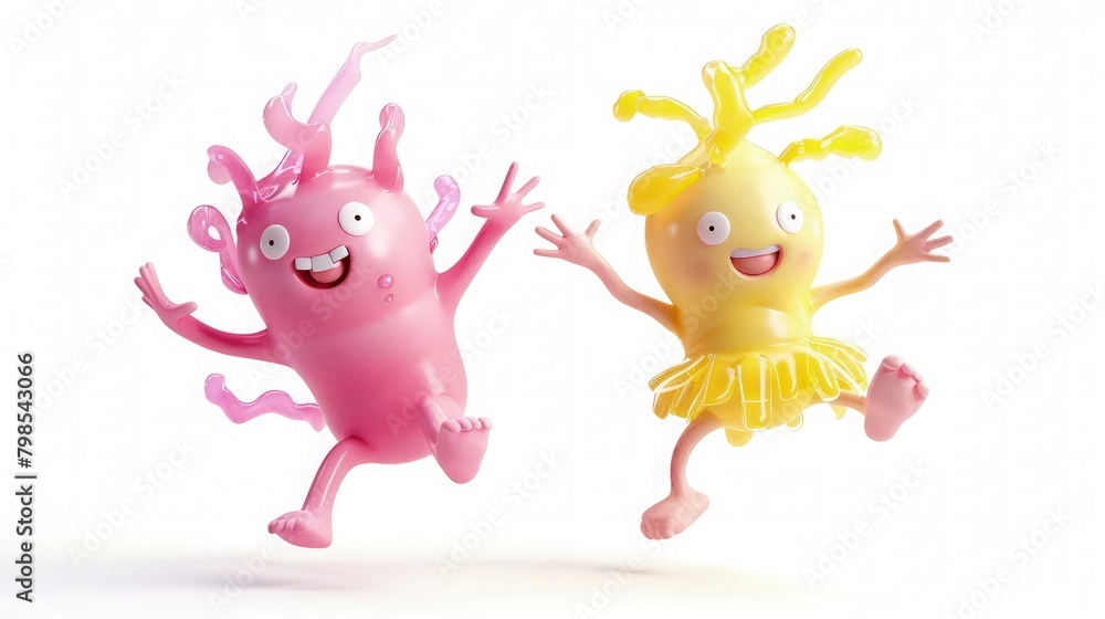 Pink and yellow Easter bunny cartoon. Pink and yellow Easter bunny cartoon.