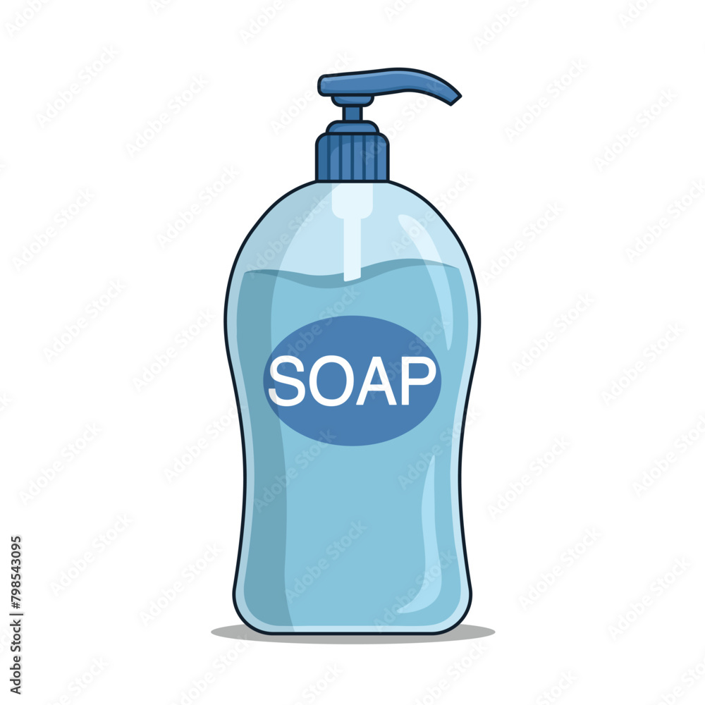 Fototapeta premium Soap liquid in the bootle. Vector illustration