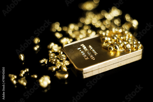Gold bars for economy and money investing