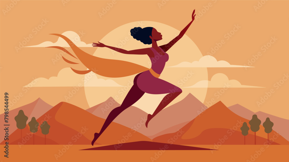 One dancer takes center stage using fluid movements to depict the journey from slavery to liberation and the determination needed to keep pushing. Vector illustration