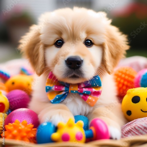 puppy with a toy