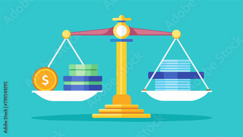 Wallpaper Mural A stack of coins and bills balanced on a scale emphasizing the importance of balancing income and expenses to prepare for emergencies. Torontodigital.ca