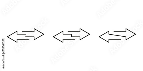 Two-way data transfer arrows icon set vector. Compare or exchange signs.