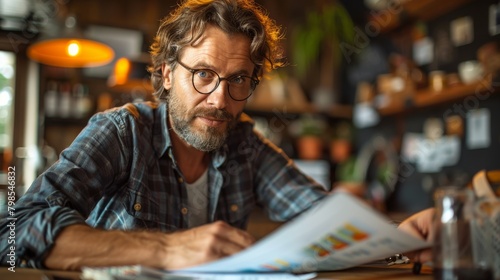 A businessman reviewing paperwork at his desk, managing tasks and priorities with organization and attention to detail.