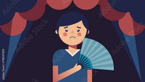 A fan in quiet reflection unable to find the words to describe the raw overwhelming emotions that they felt during the concert.. Vector illustration