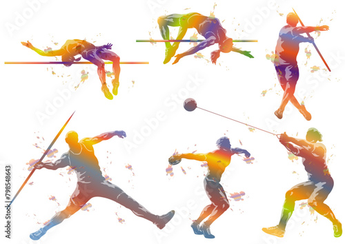 Vector Field Athletes Silhouette Clipart Illustration Set Isolated On A White Background. 