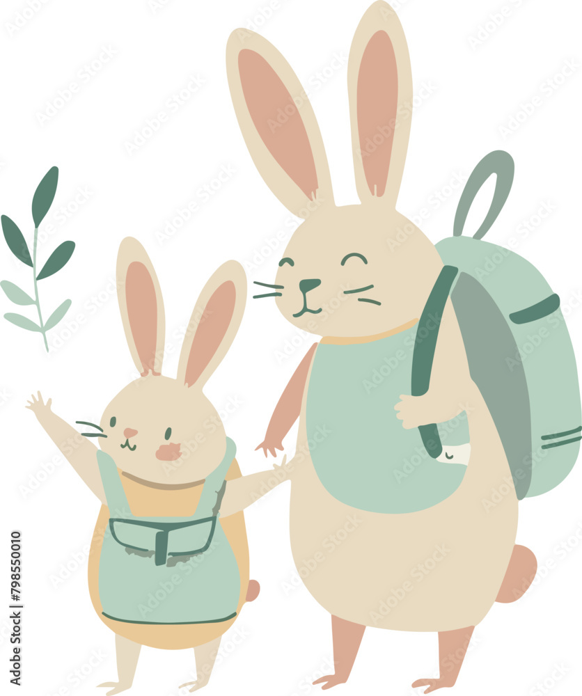 Obraz premium Bunny Siblings' School Day