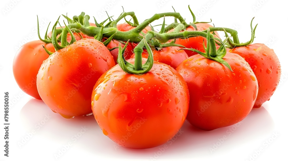 Fresh tomatoes isolated on white background, Vegetables: Tomato Isolated on White Background ai generated 