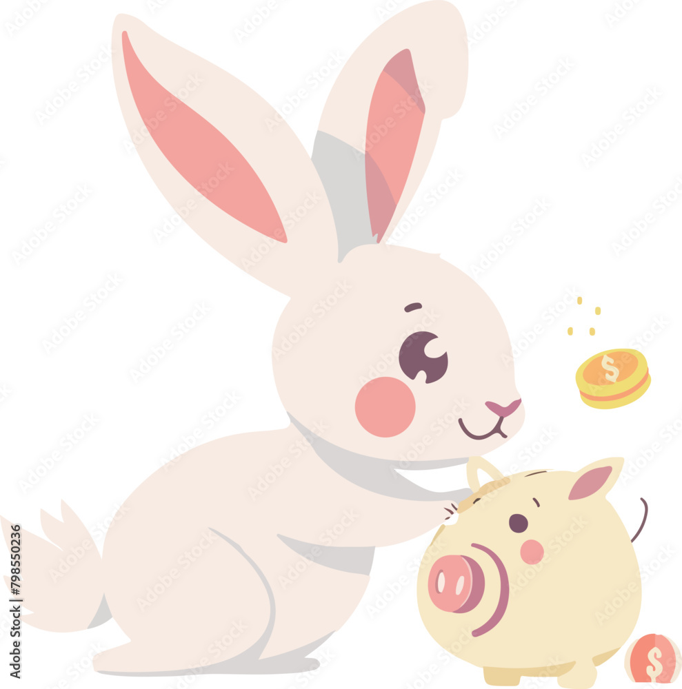 Fototapeta premium Bunny and Piglet Friends