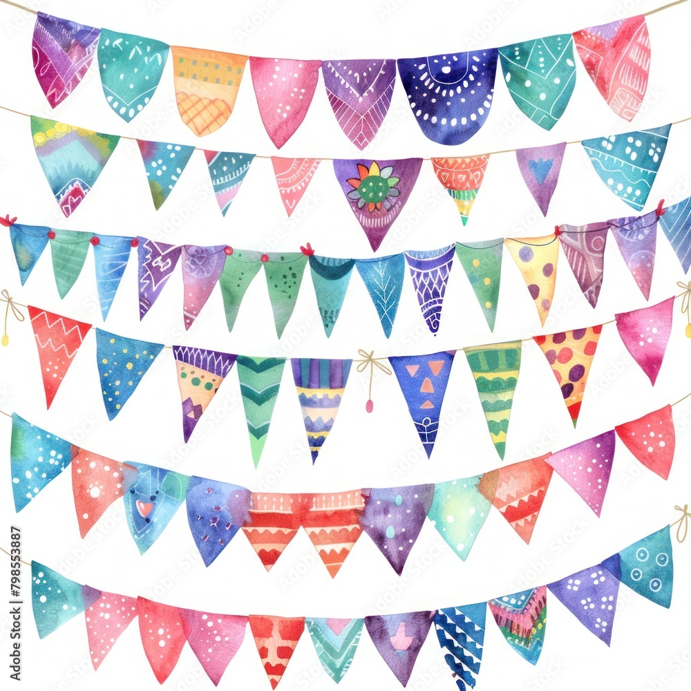 A watercolor clipart of a festival scene with boho flags and banners a celebration of culture A watercolor clipart of a festival scene with boho flags and banners a celebration of culture