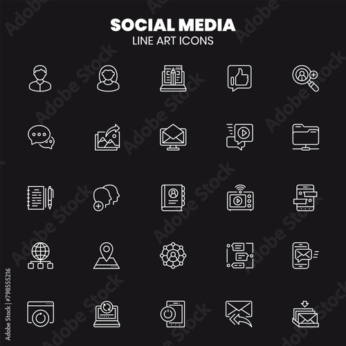 Social Media Line art icons, premium icons FREE. (ID: 798555216)