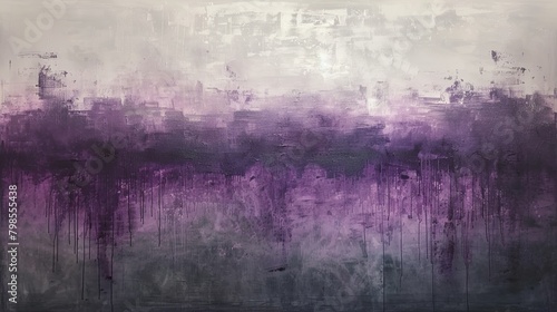 A mesmerizing abstract painting, featuring rich purple drips on a textured canvas, perfect for a modern artistic statement. photo