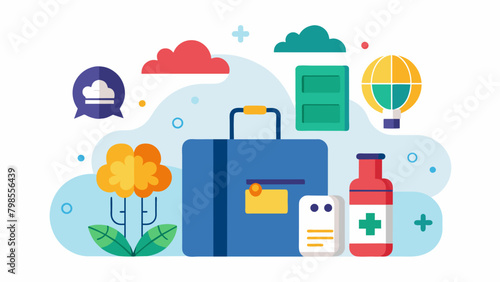 A vacation package that includes the option for a travel companion or caregiver to accompany neurodivergent individuals on their trip.. Vector illustration