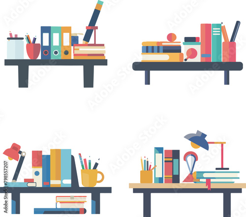 Organized Workspace Shelves Set