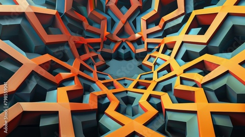 A 3D maze of intertwined colorful paths