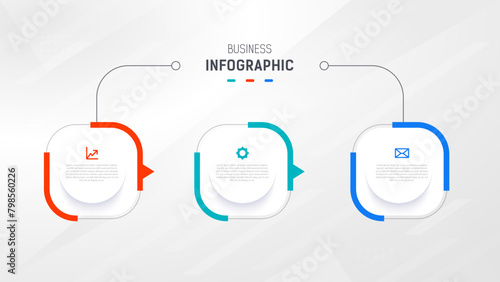 Three Step Infographic label design Vector template with line icons. process steps diagram, presentations, workflow layout, banner, flow chart, info graph vector illustration.