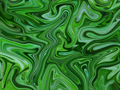 Green fluid art marbling paint textured background. Abstract creative fluid colors