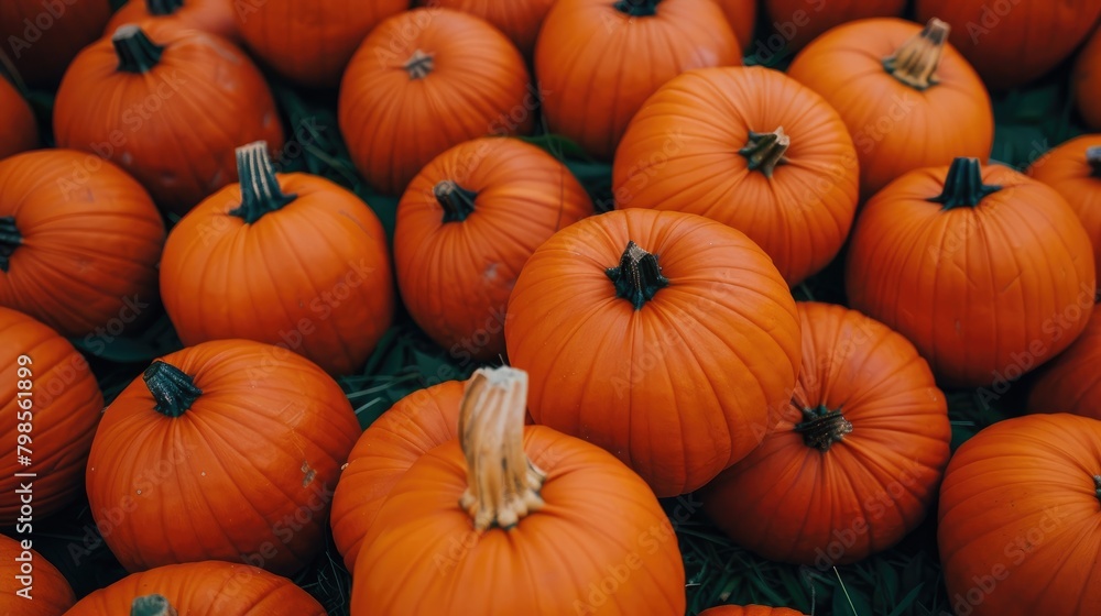 Bright orange pumpkins nicely arranged Bright orange pumpkins nicely arranged