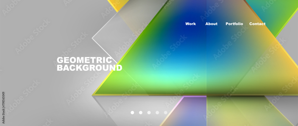 a geometric background with colorful triangles on a gray background . High quality