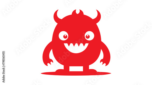 red devil cartoon smiling, vector illustration of a smiling red monster with horns