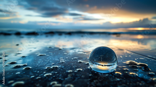 Round bubble of water in a sea landscape #798568280
