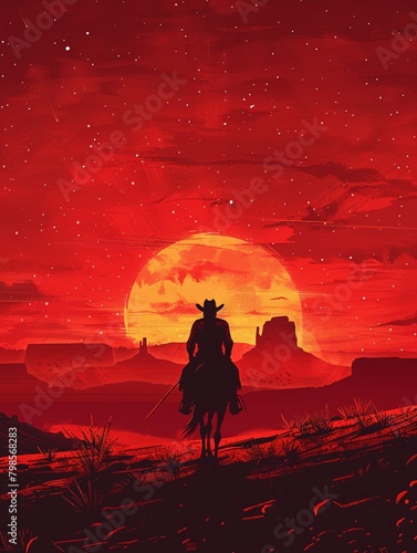 red gradient background with western theme