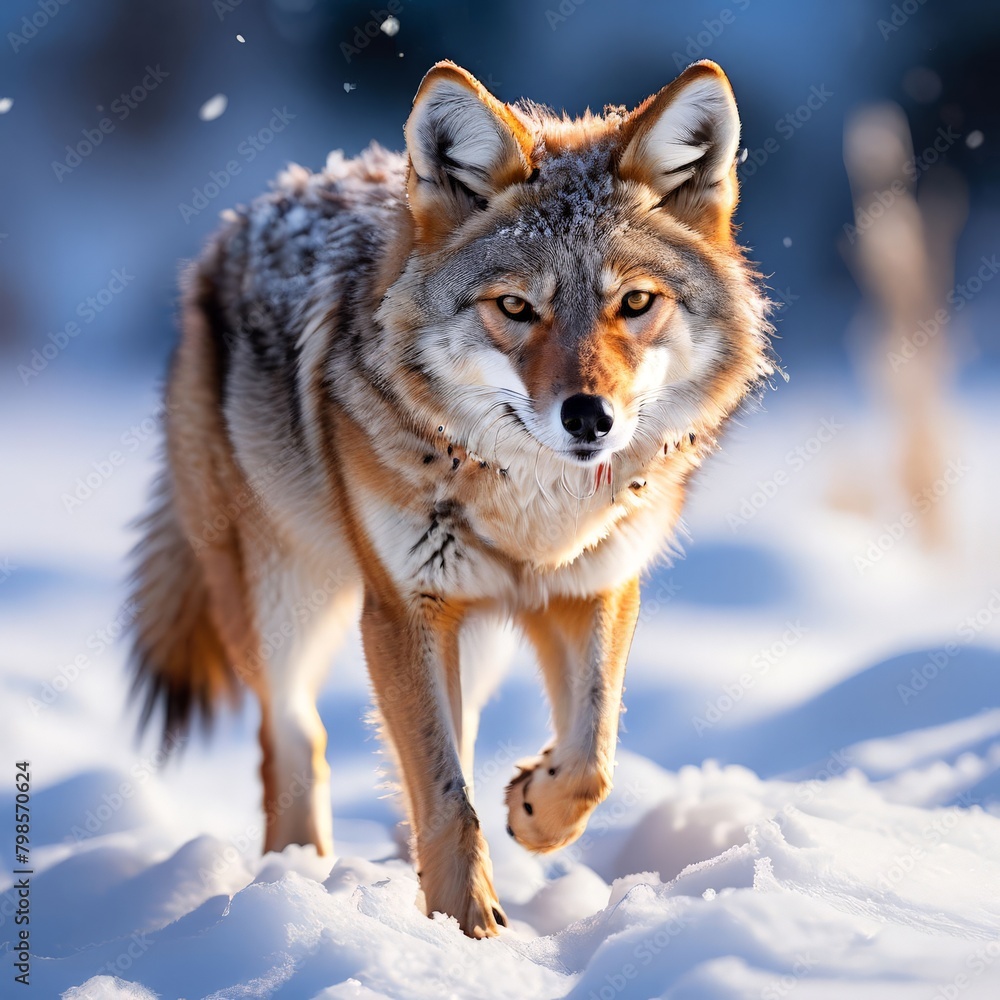 Portrait of a wild wolf in winter forest. Wildlife scene from nature. AI generated Portrait of a wild wolf in winter forest. Wildlife scene from nature. AI generated