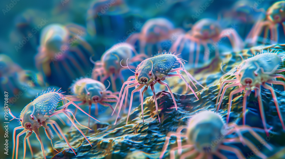 Dust Mites are magnified to reveal their microscopic details. Stock ...