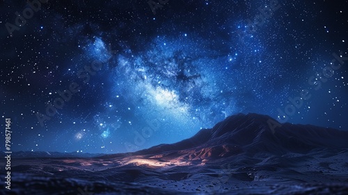 desert starscape, clear night, milky way visible , 3D render