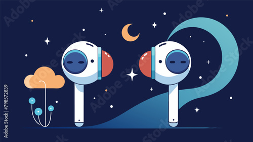 A pair of wireless earbuds with builtin microchips that allow users to listen to prerecorded dream soundscapes and immerse themselves in a chosen.