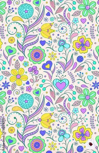vector seamless floral colorful pattern on a white background