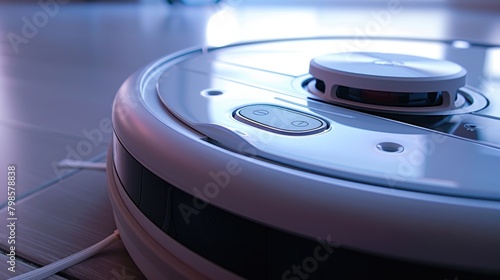 Robotic vacuum cleaner in living room